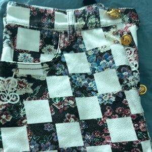 Giambattista Valli Patterned Skirt with Gold Button